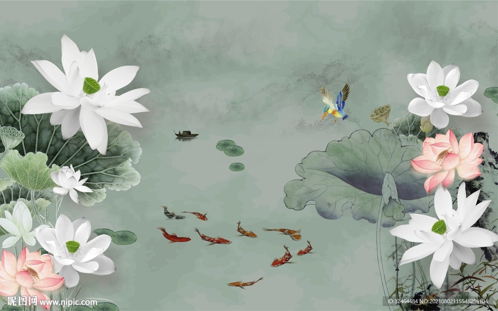 九鱼荷花电视背景