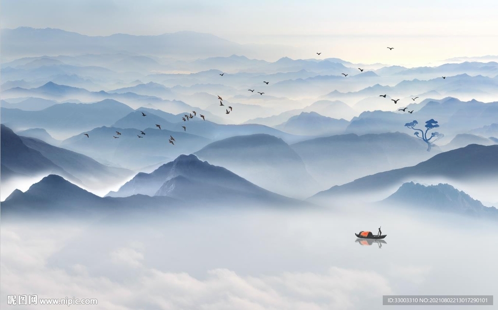 新中式山水背景墙