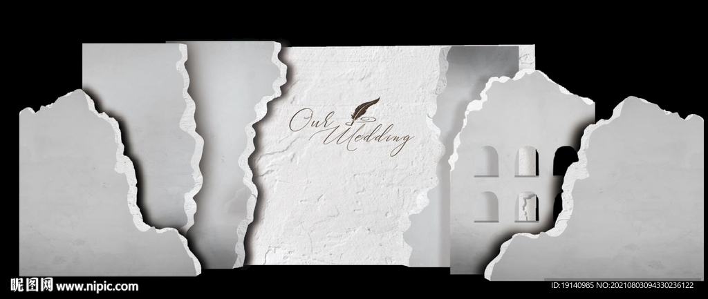 灰色诧寂风婚礼背景打印源文件