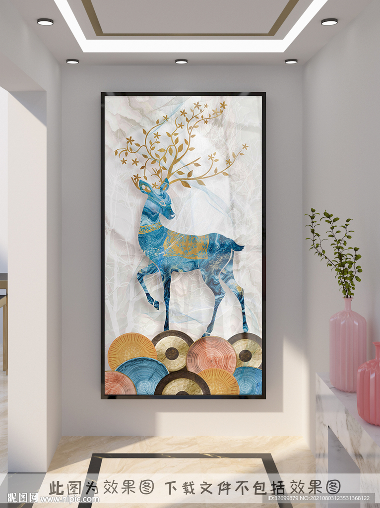 麋鹿玄关装饰画