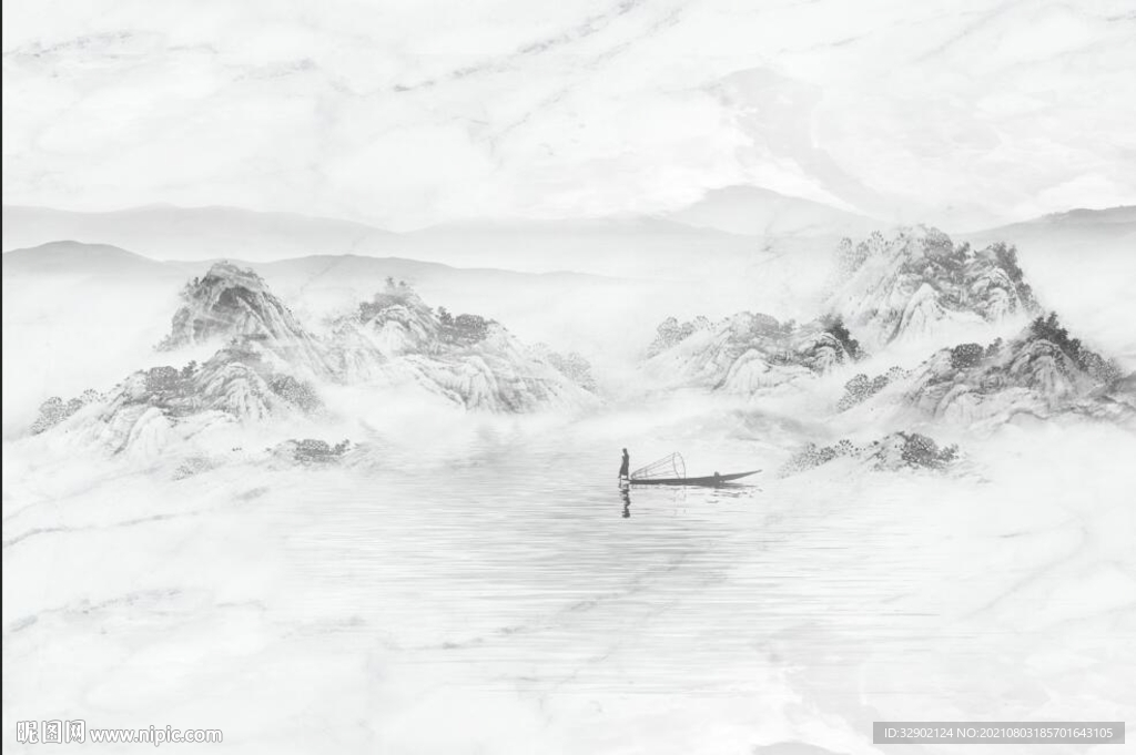 水墨山水爵士白石纹渗墨大板笔画