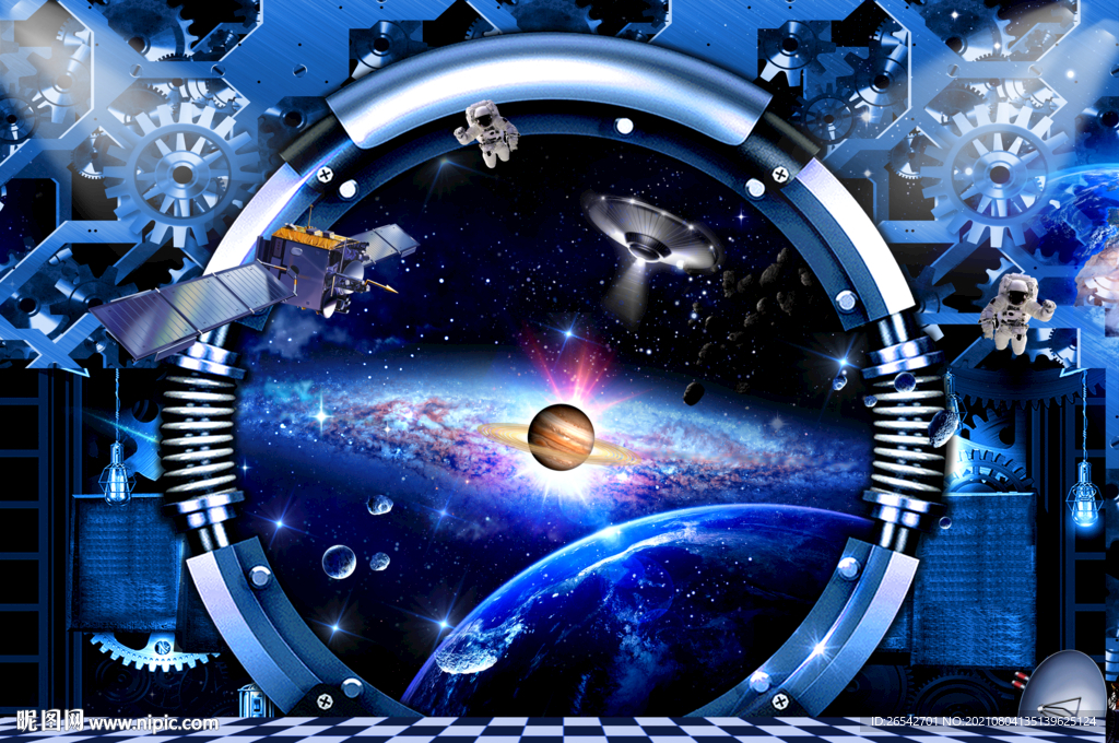 宇宙星空星球银河3D立体画