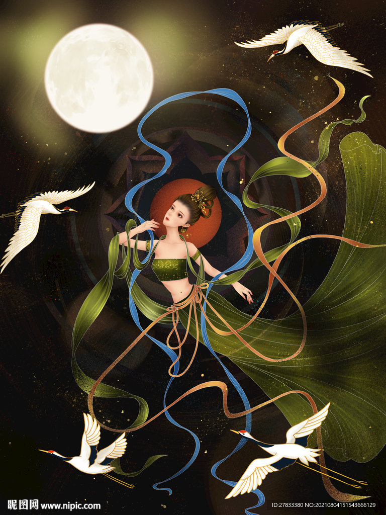 敦煌飞天仙女插画