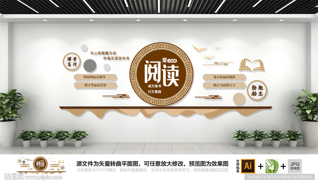 校园传统国学书香文化墙图片