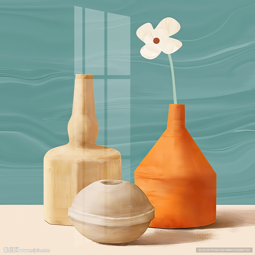 现代简约北欧重彩花卉装饰画