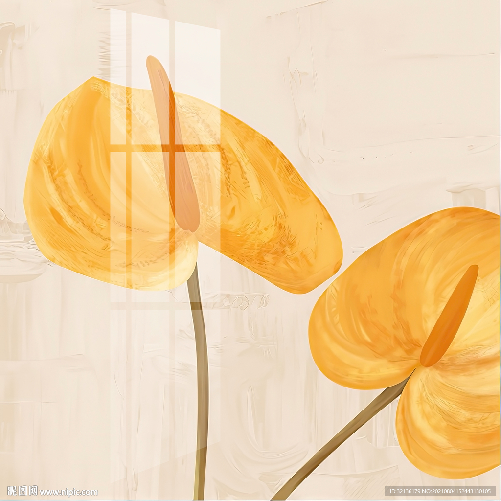 现代简约北欧重彩花卉装饰画