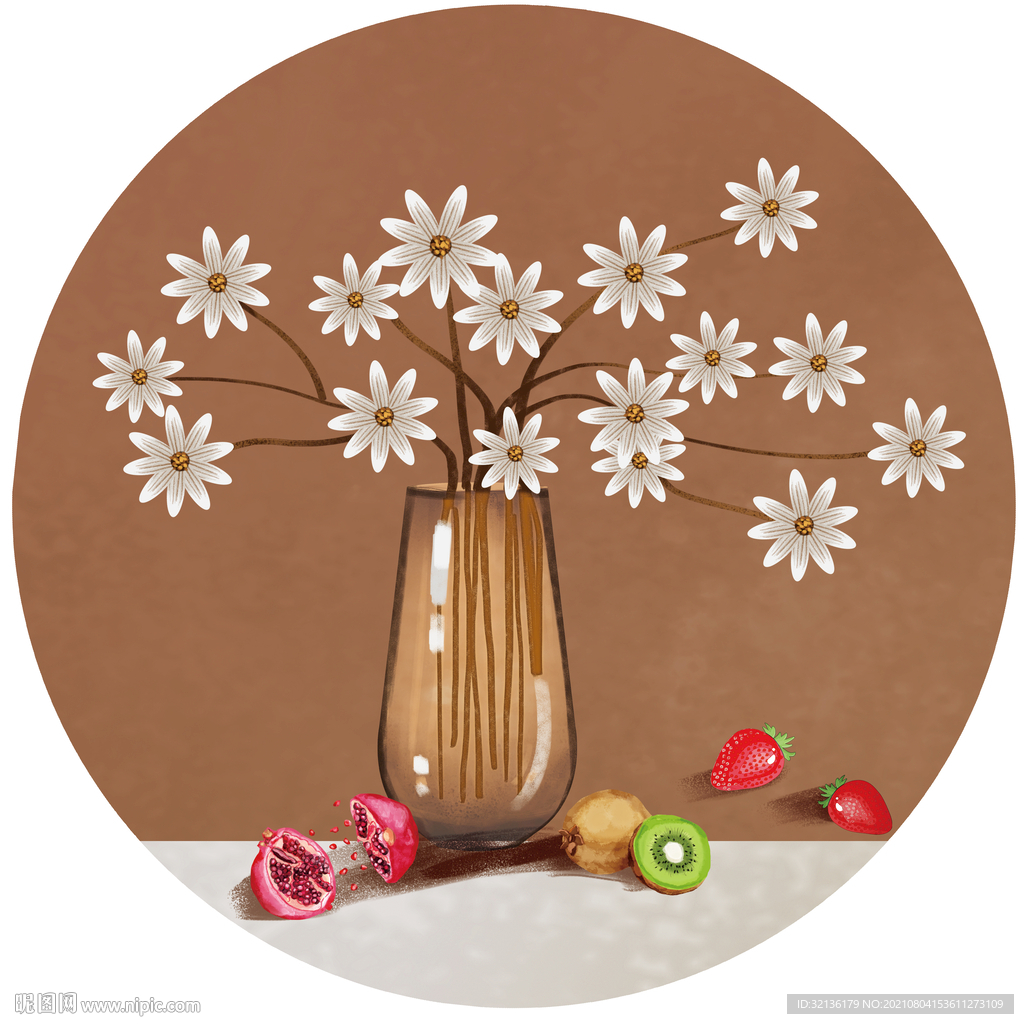 现代简约北欧重彩花卉装饰画