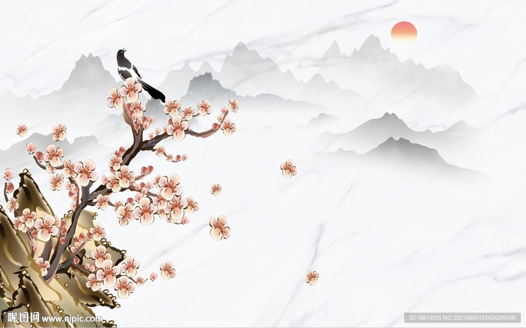 新中式花鸟背景墙