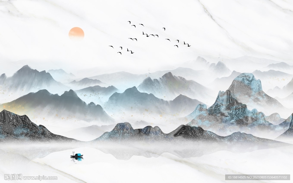 新中式山水背景墙