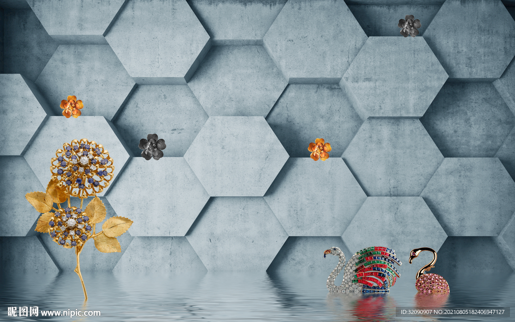 六边形珠宝背景墙