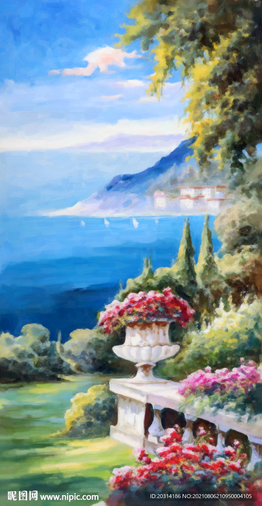 欧式地中海风景壁画