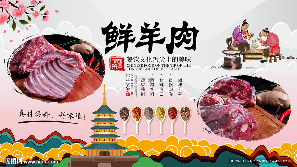 鲜羊肉背景墙