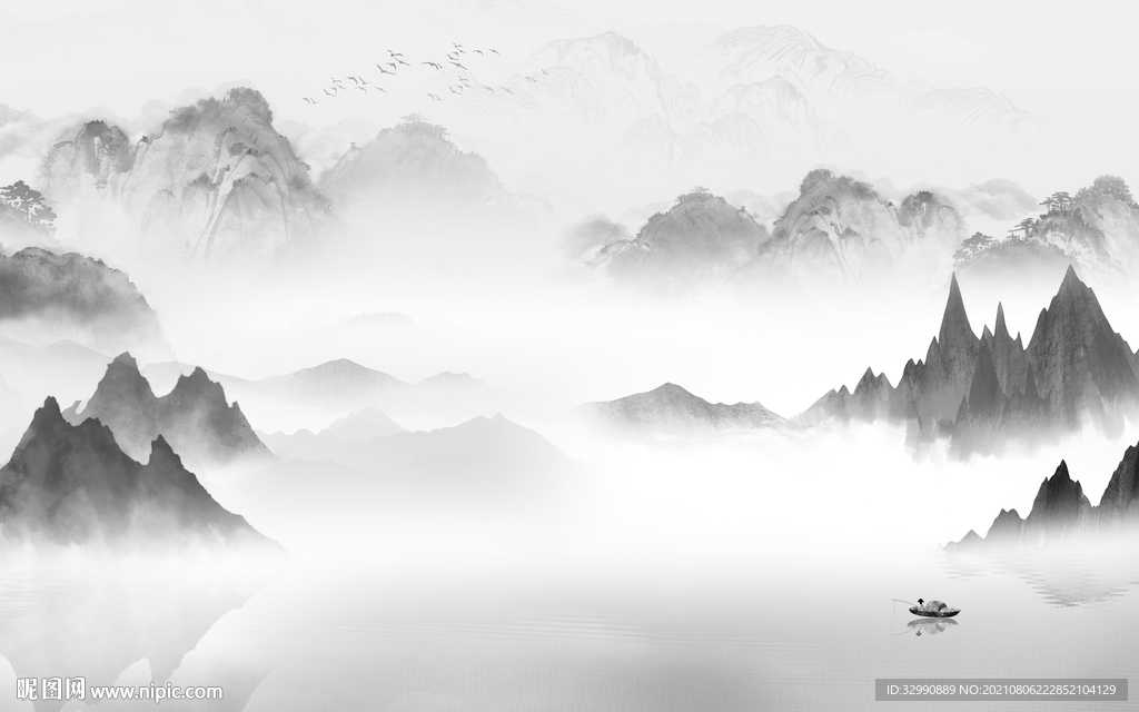 风景灰色意境山水 TIF分层