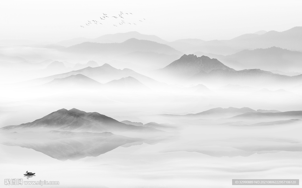 中式灰色最新山水 TIF分层