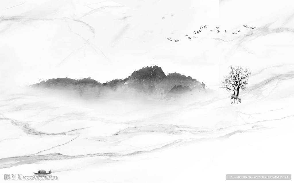 高档灰色意境山水 TIF分层