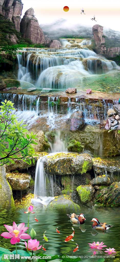 流水生财背景墙