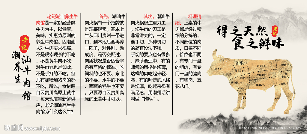 牛肉饭店背景墙
