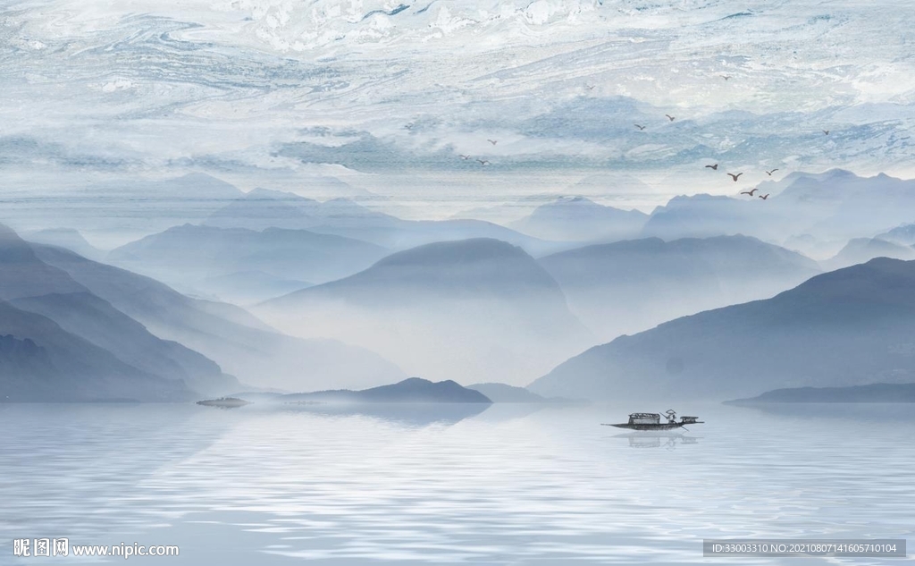 新中式山水背景墙