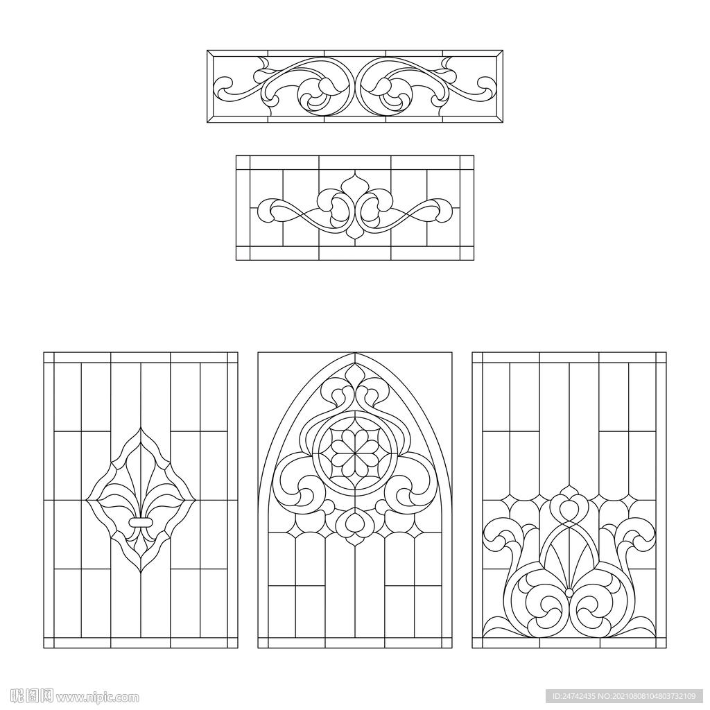 欧式装饰彩雕描边路径