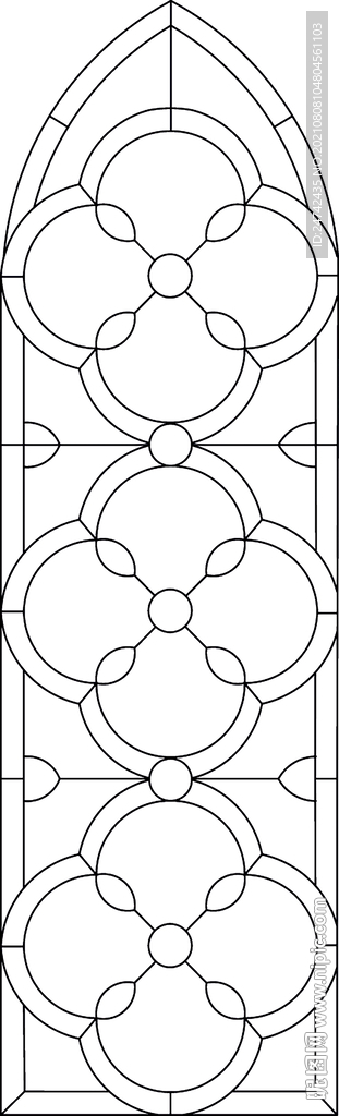 欧式彩雕花纹描边路径