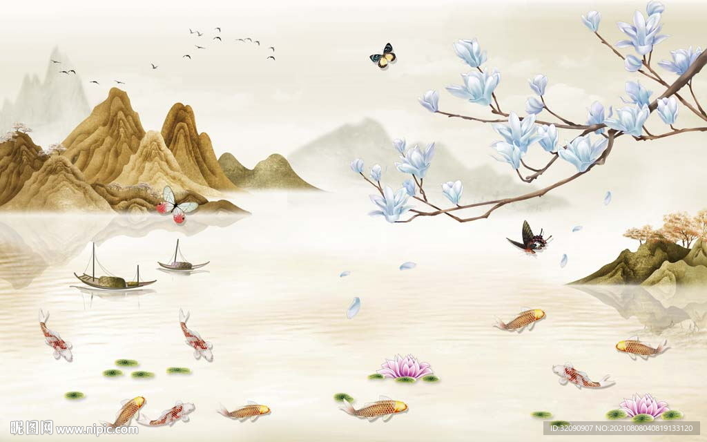 新中式山水背景墙