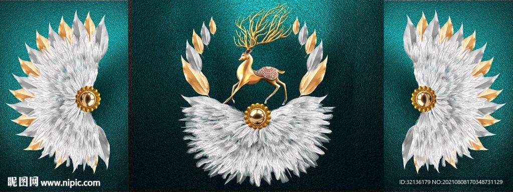 现代轻奢麋鹿客厅装饰画