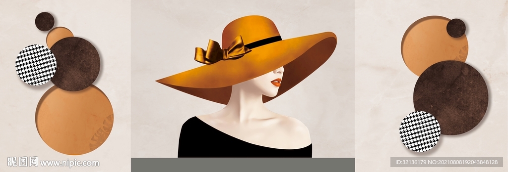 现代轻奢美女客厅装饰画