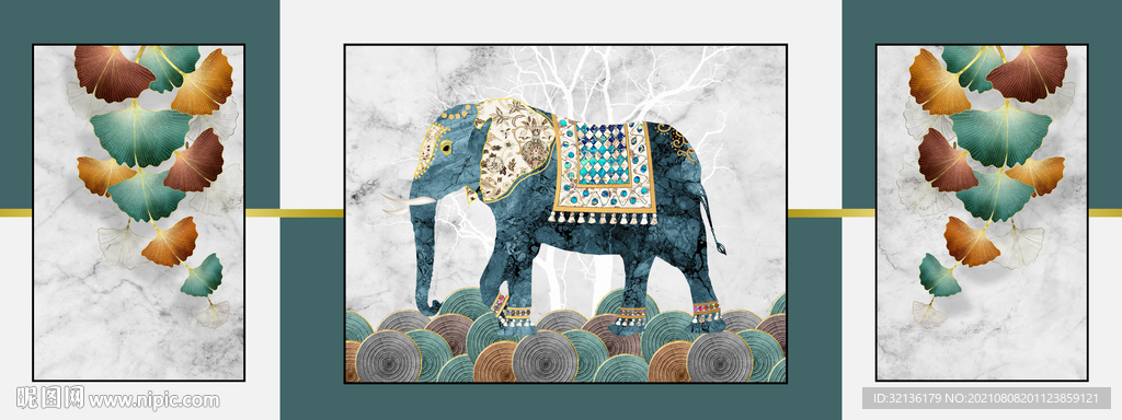 现代几何抽象轻奢动物装饰画