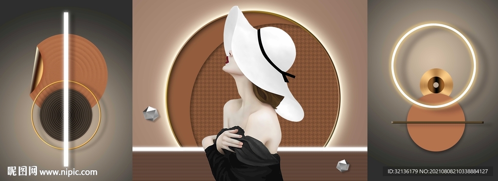 现代轻奢美女装饰画