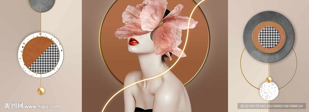 现代轻奢美女装饰画