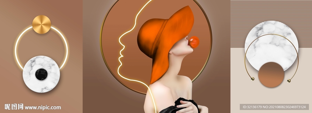 现代轻奢美女装饰画