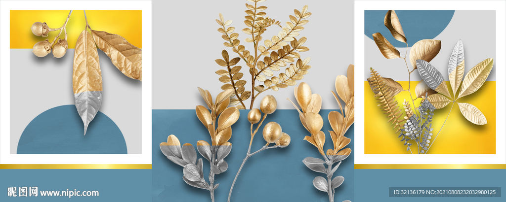 现代轻奢金叶装饰画