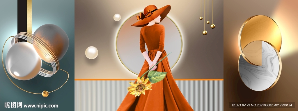 后现代轻奢美女装饰画