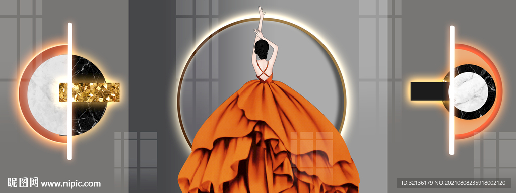 现代轻奢美女装饰画