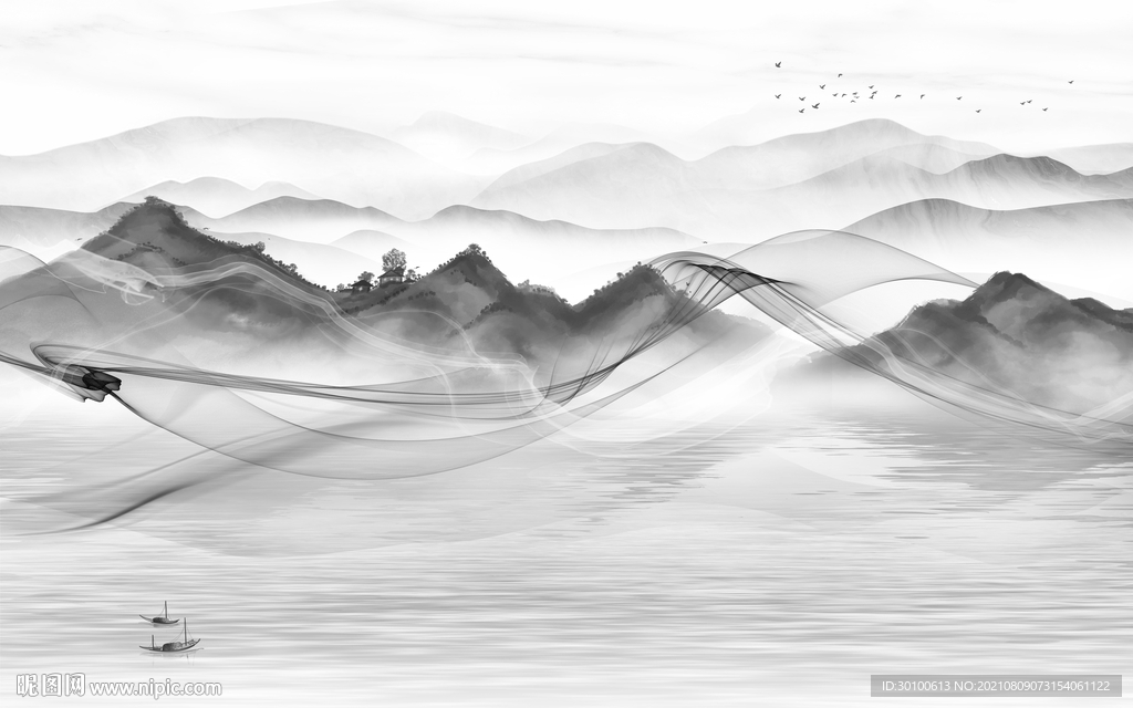 大气 高雅山水 TIF文件分层