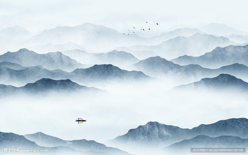 意境水墨山水画