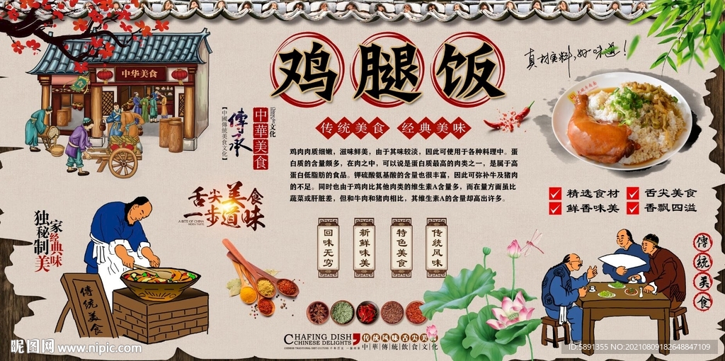 鸡腿饭背景墙