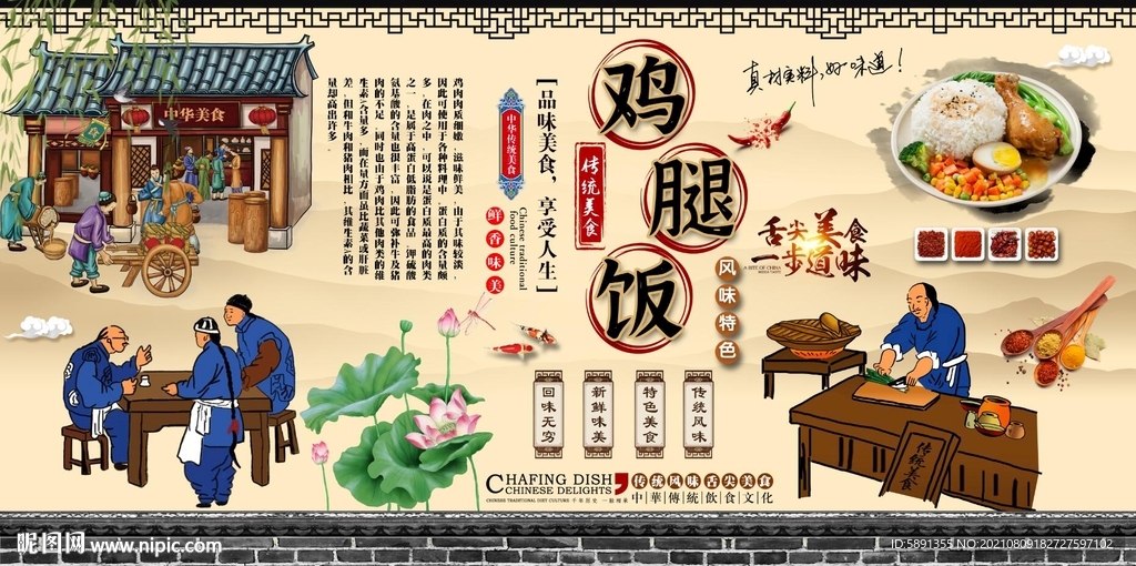 鸡腿饭背景墙