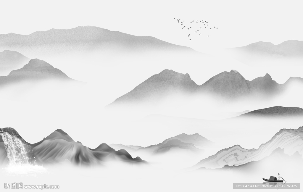 别墅灰色意境山水 TIF分层