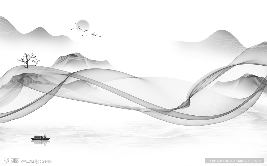 简约灰色意境山水 TIF分层
