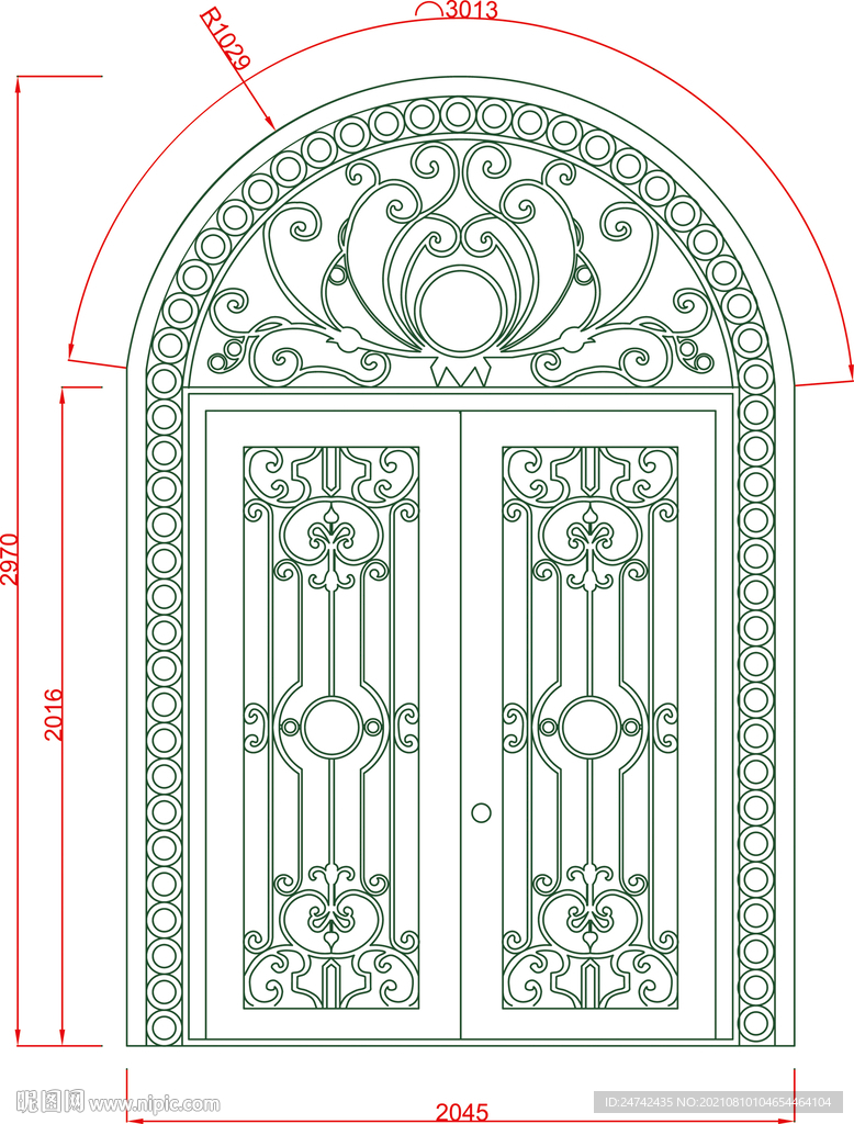 拱形大门雕花设计
