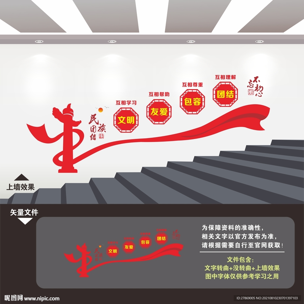 民族团结楼梯间楼道文化墙