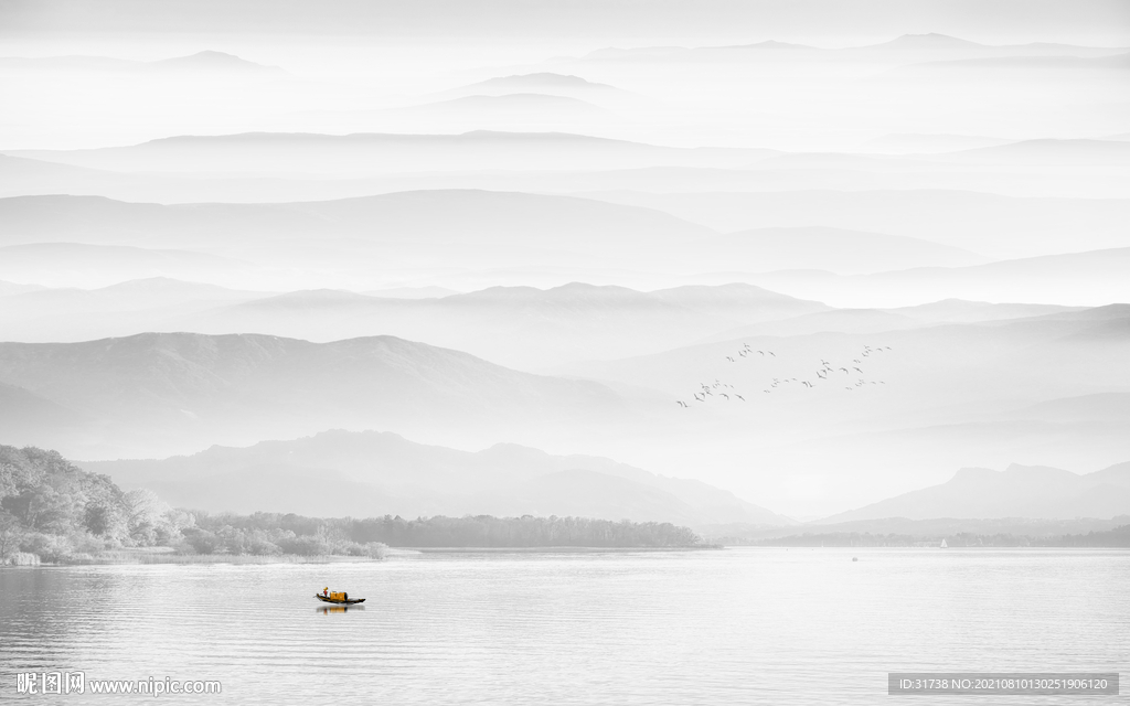 水墨山