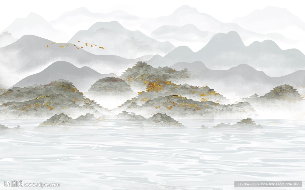 新中式山水背景墙