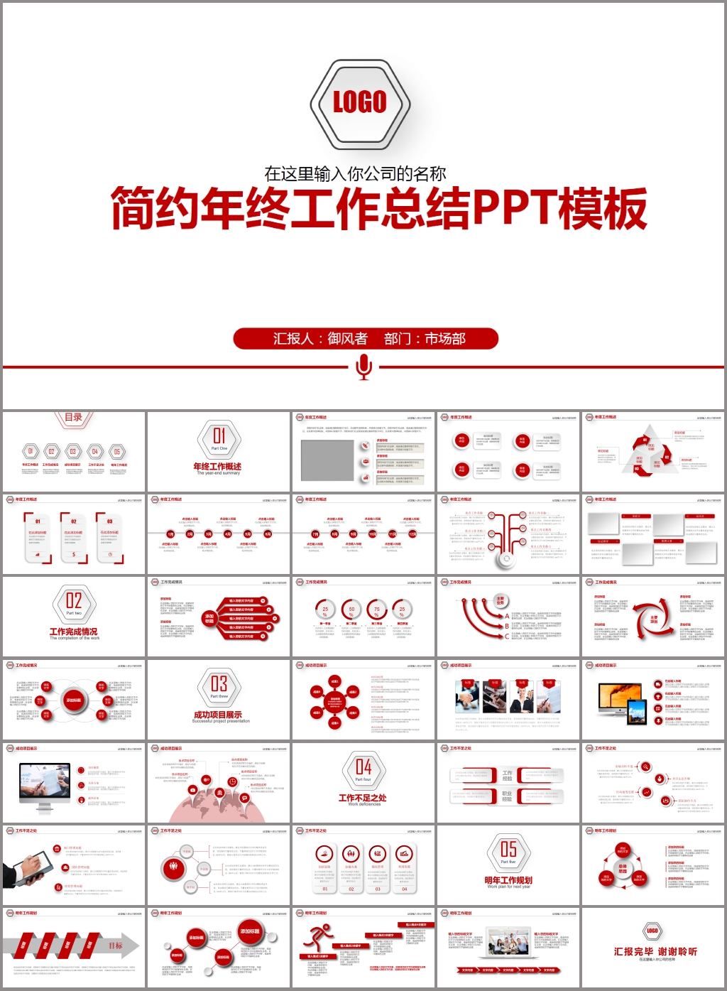 年终总结工作汇报计划ppt模板