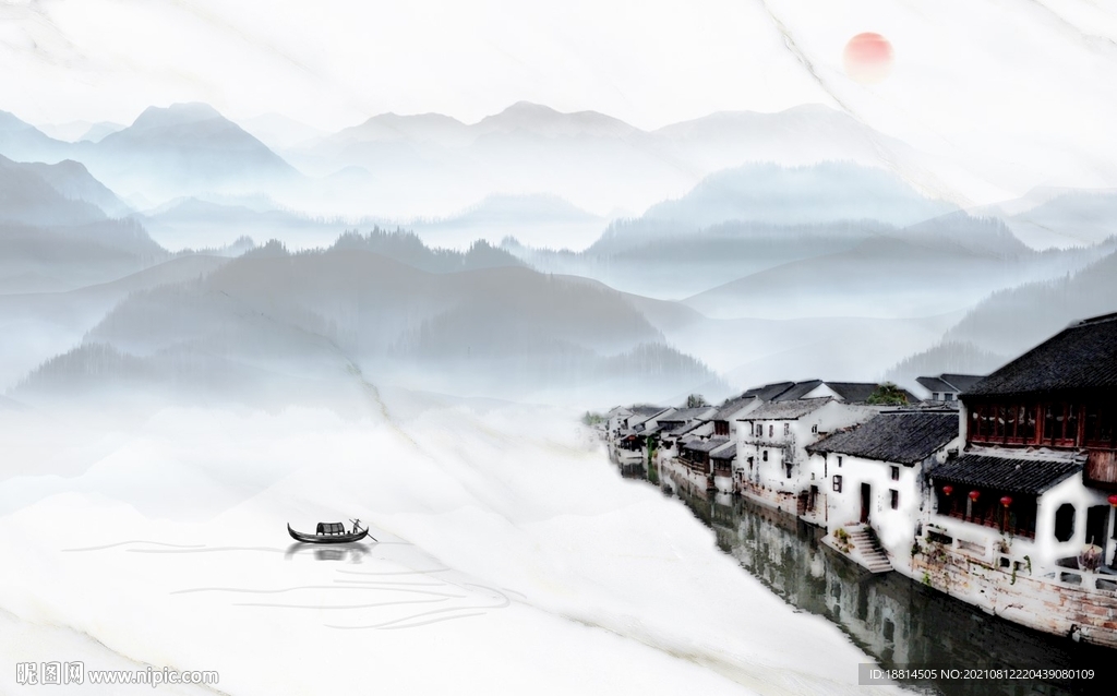 新中式山水背景墙