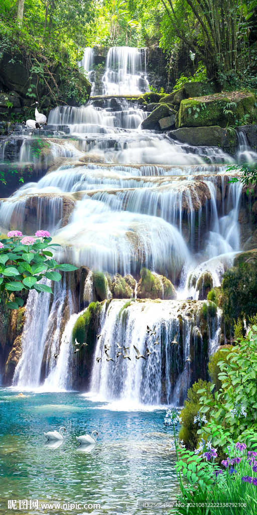 瀑布流水生财玄关