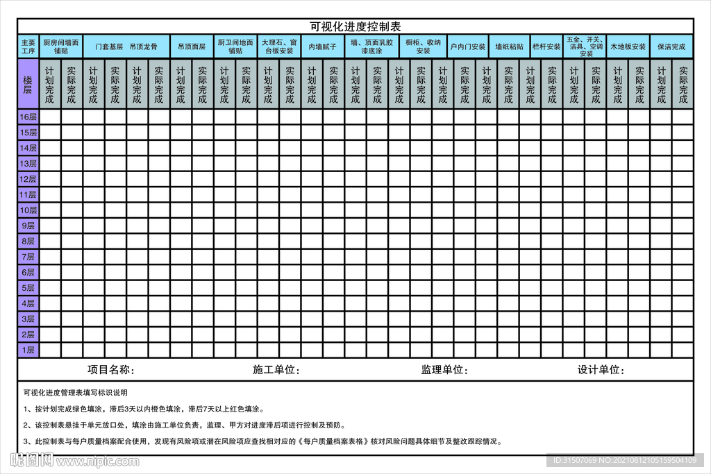 可视化进度控制表