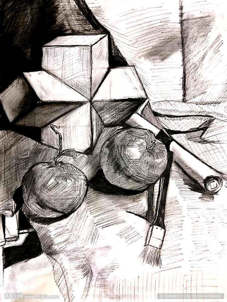  静物写生 素描画