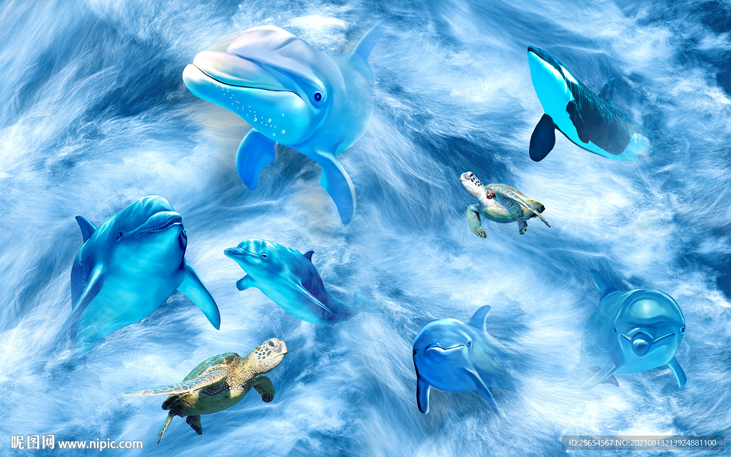 海浪背景墙